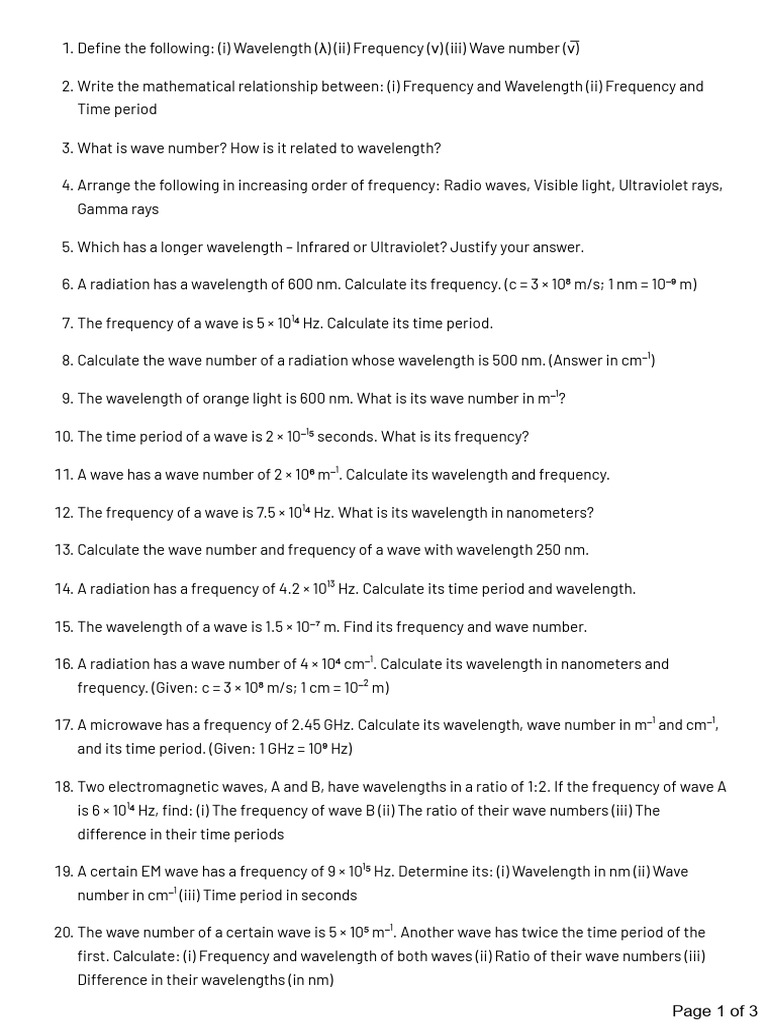 Page 1 of 3 | PDF | Frequency | Wavenumber