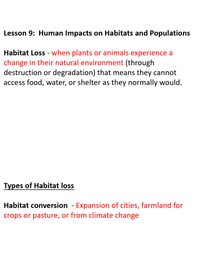 Human Impacts on Habitats Explained | PDF | Invasive Species | Forests