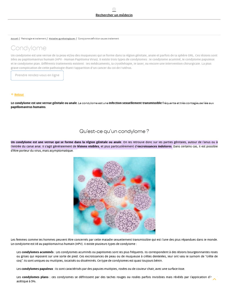Symptômes et traitement des condylomes | PDF | Infection sexuellement ...