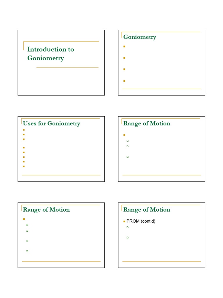 Introduction To Goniometry 2023 Handout Pdf Diseases And Disorders