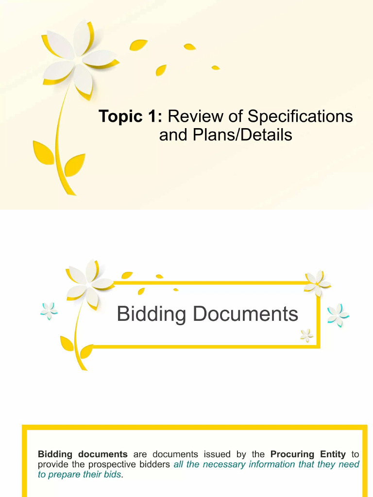 Lesson 1 Review of Specifications and Plans Details | PDF