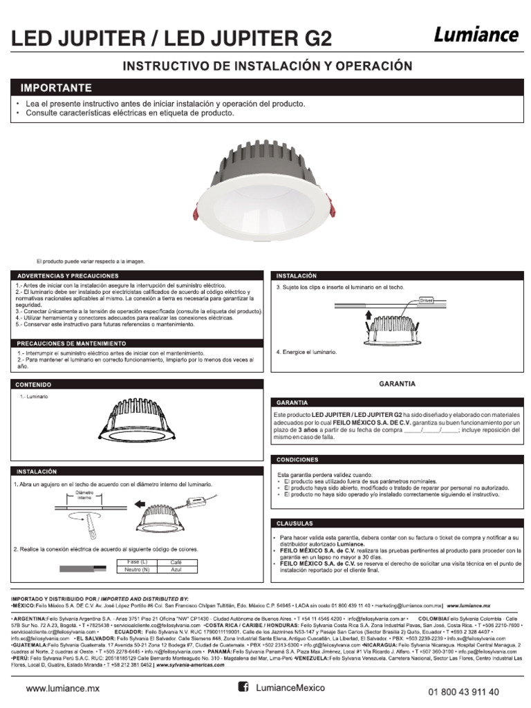 Garantía LED JUPITER por 3 años | PDF