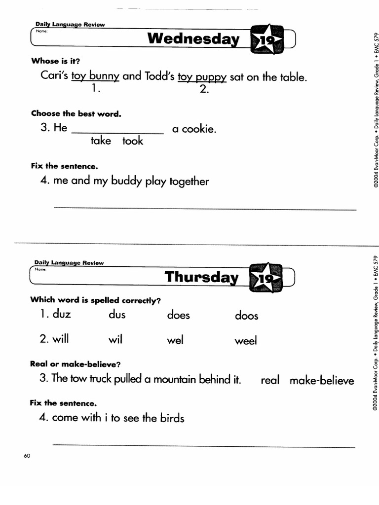 Grade 1 - Language Daily Review | PDF