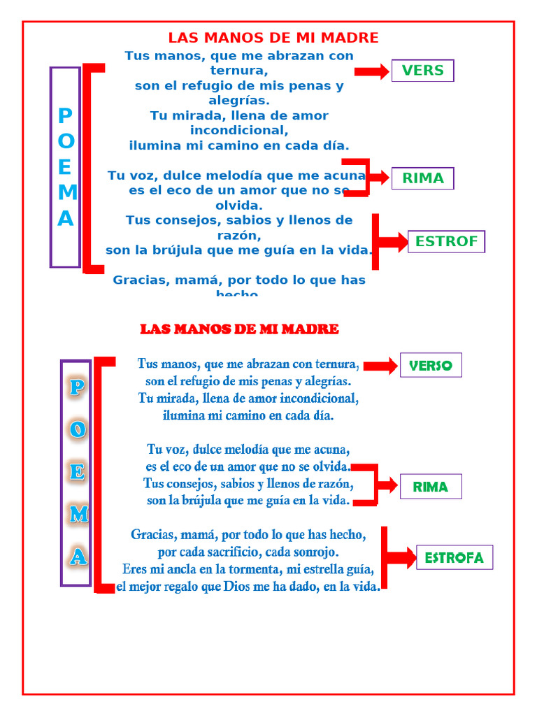 Las Manos de Mi Madre Poema | PDF