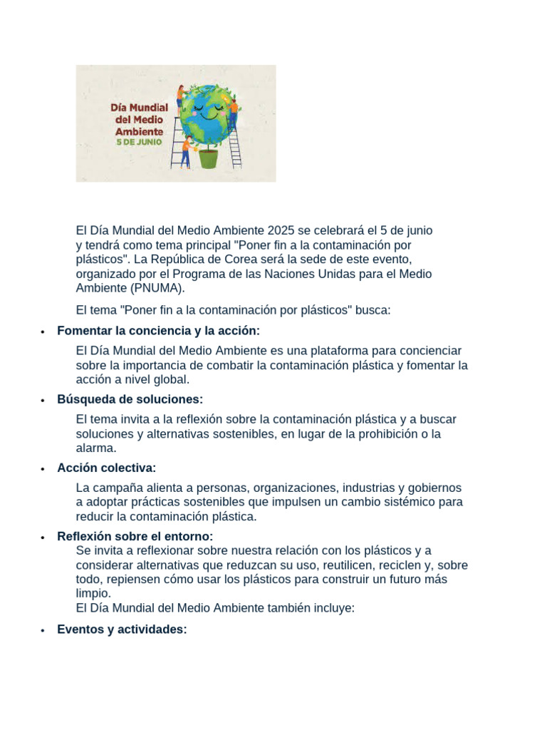 5 de Junio Día Mundial Del Medio Ambiente | PDF | Entorno natural ...