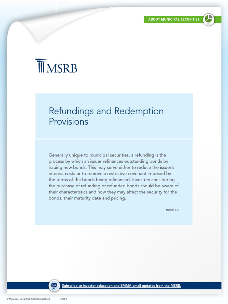 Refundings and Redemption Provisions | PDF | Bonds (Finance) | Debt