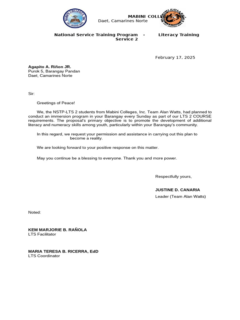 NSTLTS2 - LETTER Sample | PDF