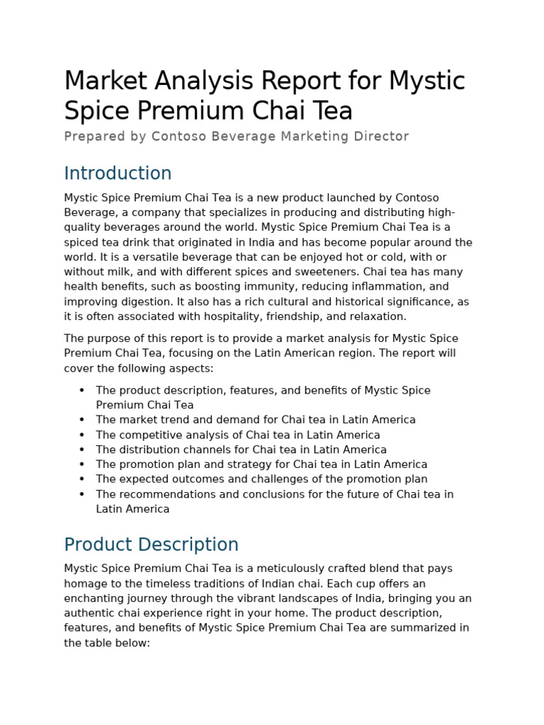 Mystic Spice Premium Chai Tea Analysis | PDF | Tea | Drink