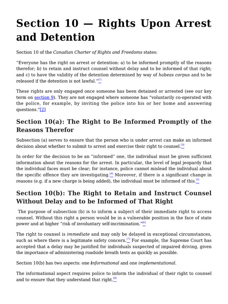 Canadian Arrest Rights Explained | PDF | Right To Counsel | Arrest
