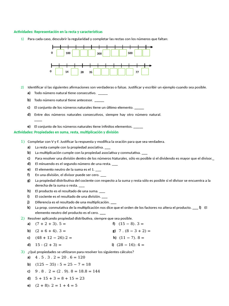 Actividades de Matemáticas: Números y Operaciones | PDF | División ...