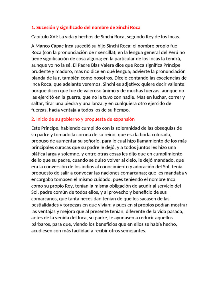 Sinchi roca | PDF | Imperio Inca