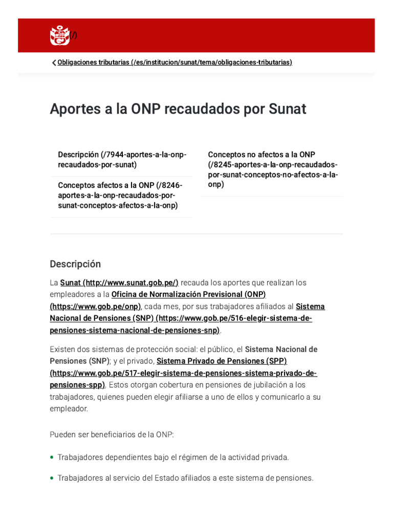 Aportes ONP: Recaudación y Beneficios | PDF
