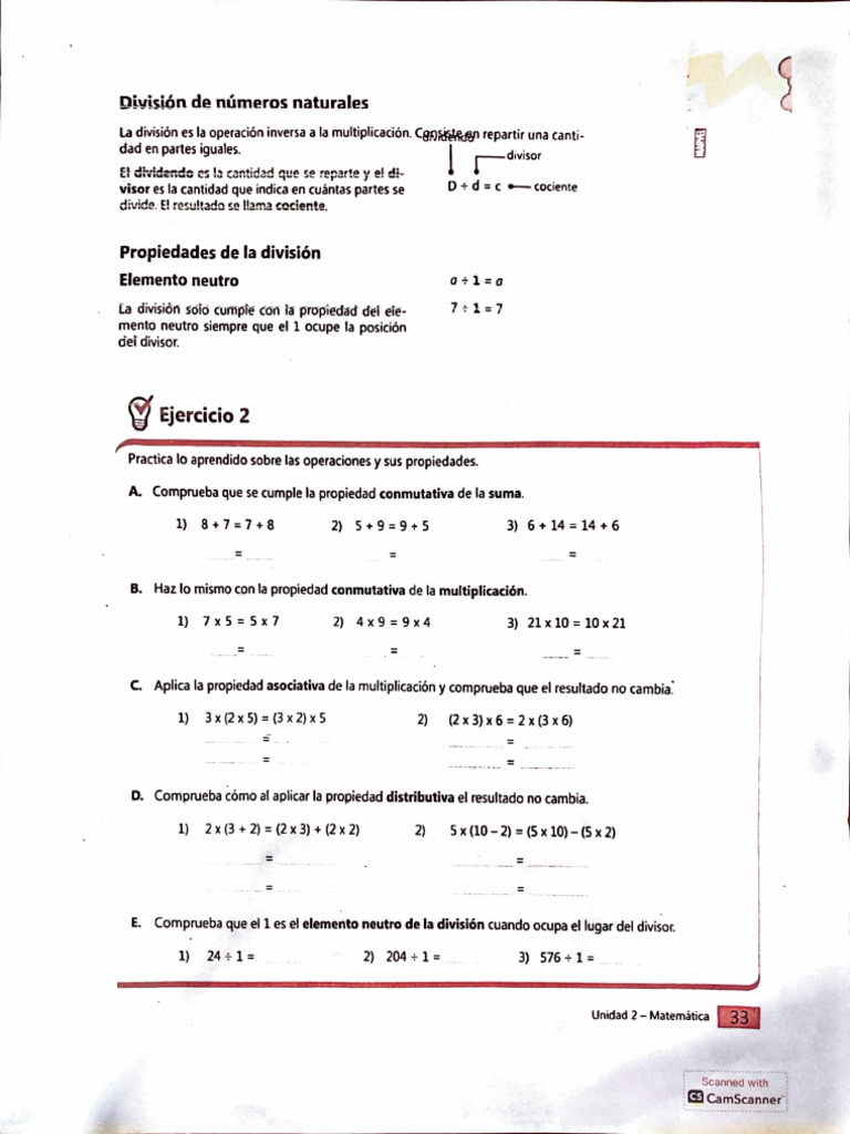 Propiedades y Ejercicios de la División | PDF | División (Matemáticas ...