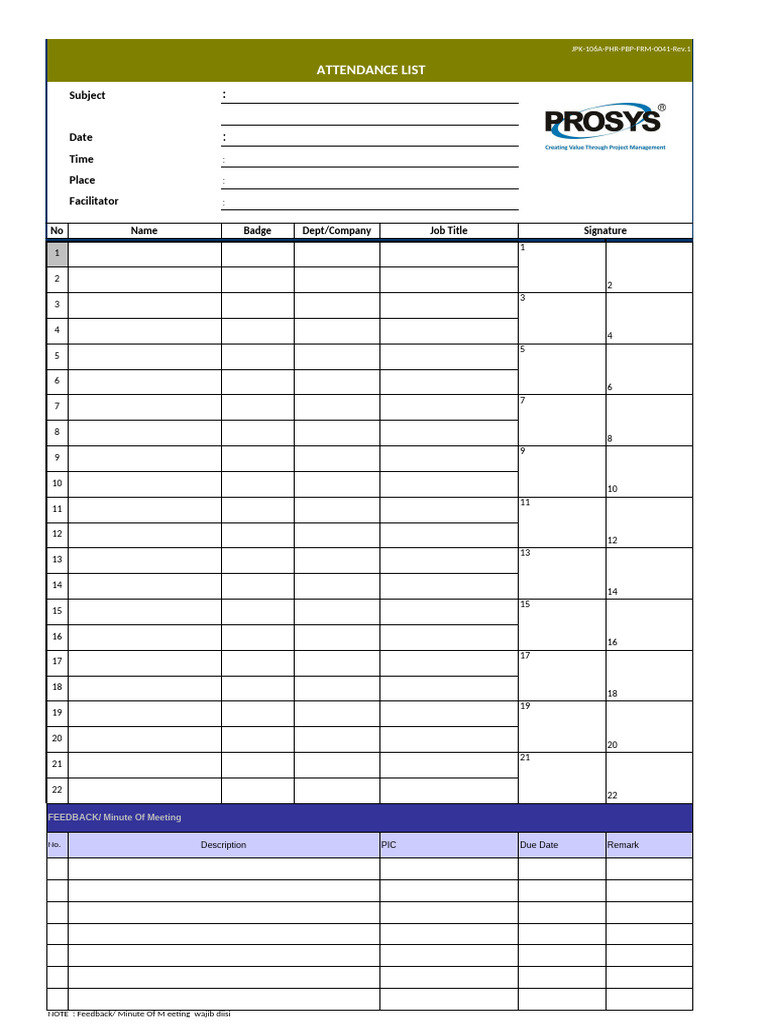 Attendance List (Revisi 01) | PDF