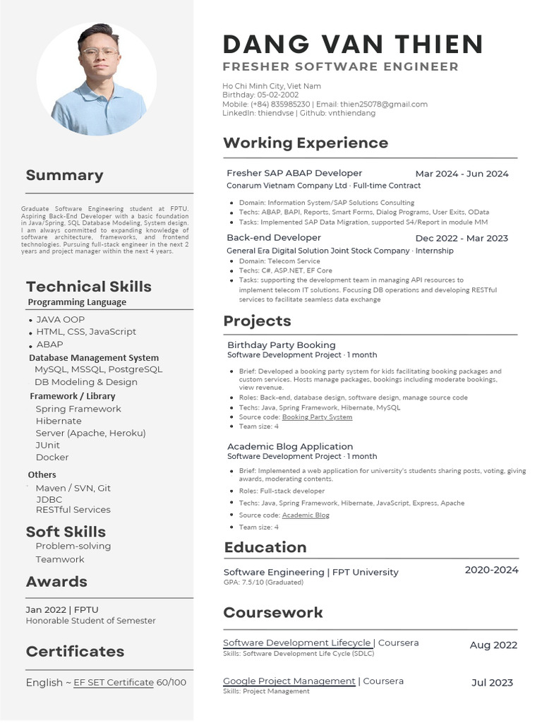 Aspiring Back-End Developer Profile | PDF | Spring Framework | Databases