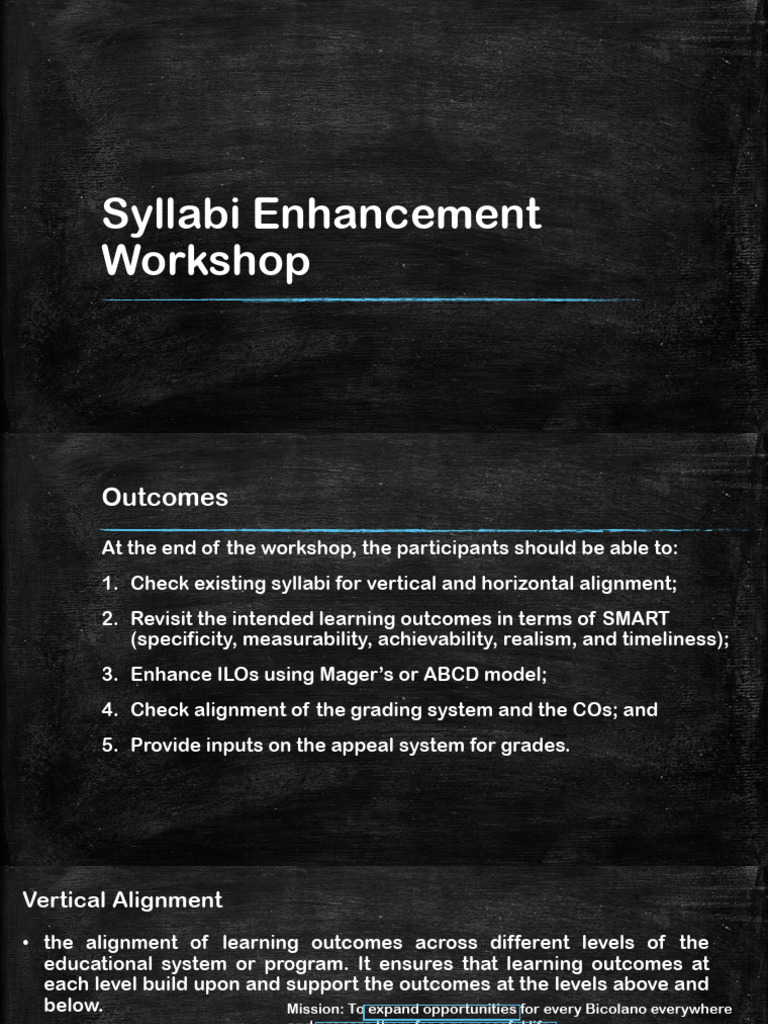 Syllabus Alignment and Enhancement Workshop | PDF | Learning | Thought