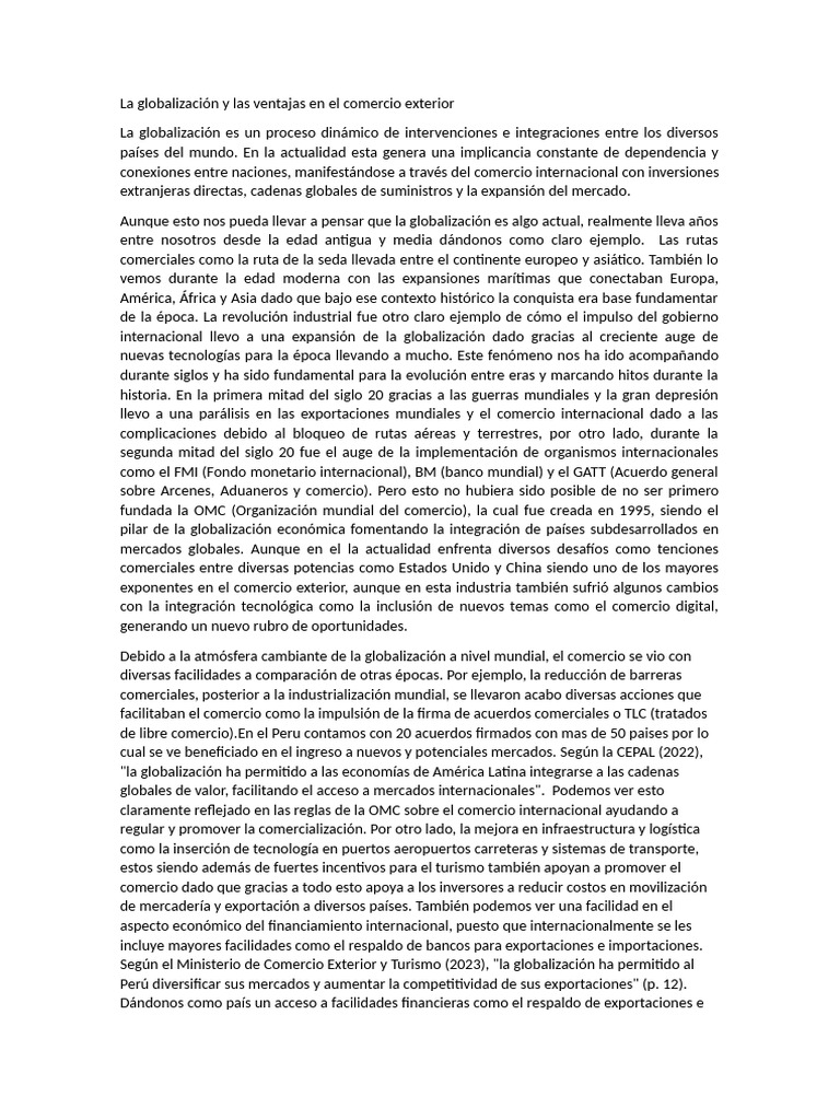 Ventajas de la Globalización en Comercio | PDF | Comercio | Globalización