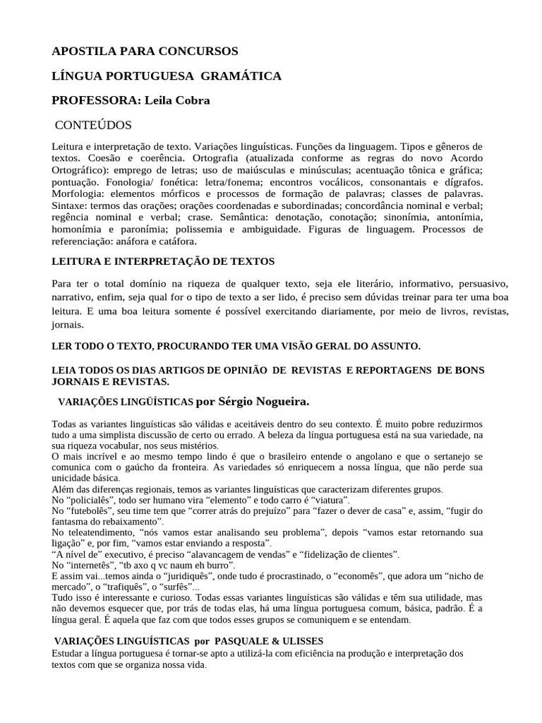 Apostila de Português para Concursos | PDF | Pronome | Adjetivo