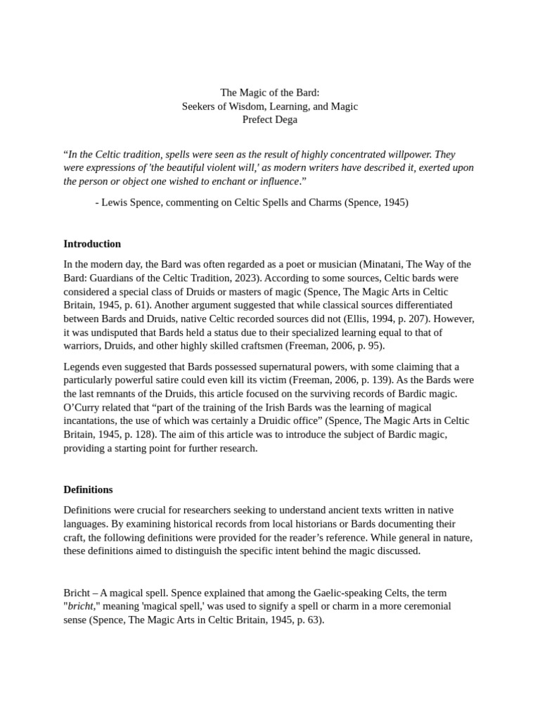 Bardic Magic in Celtic Tradition | PDF | Bard | Druid