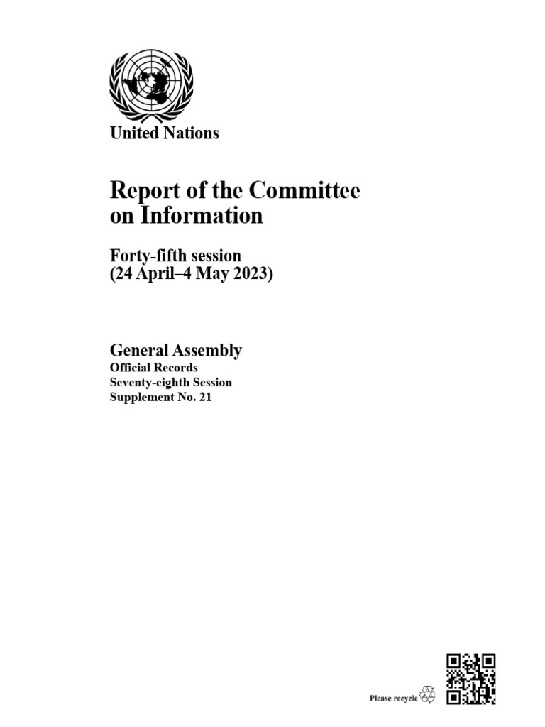 UN Committee on Information Report 2023 | PDF | United Nations ...