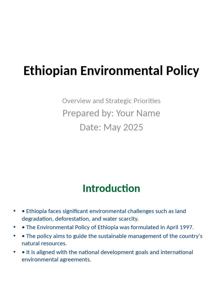 Ethiopia's Environmental Policy Overview | PDF | Sustainability ...
