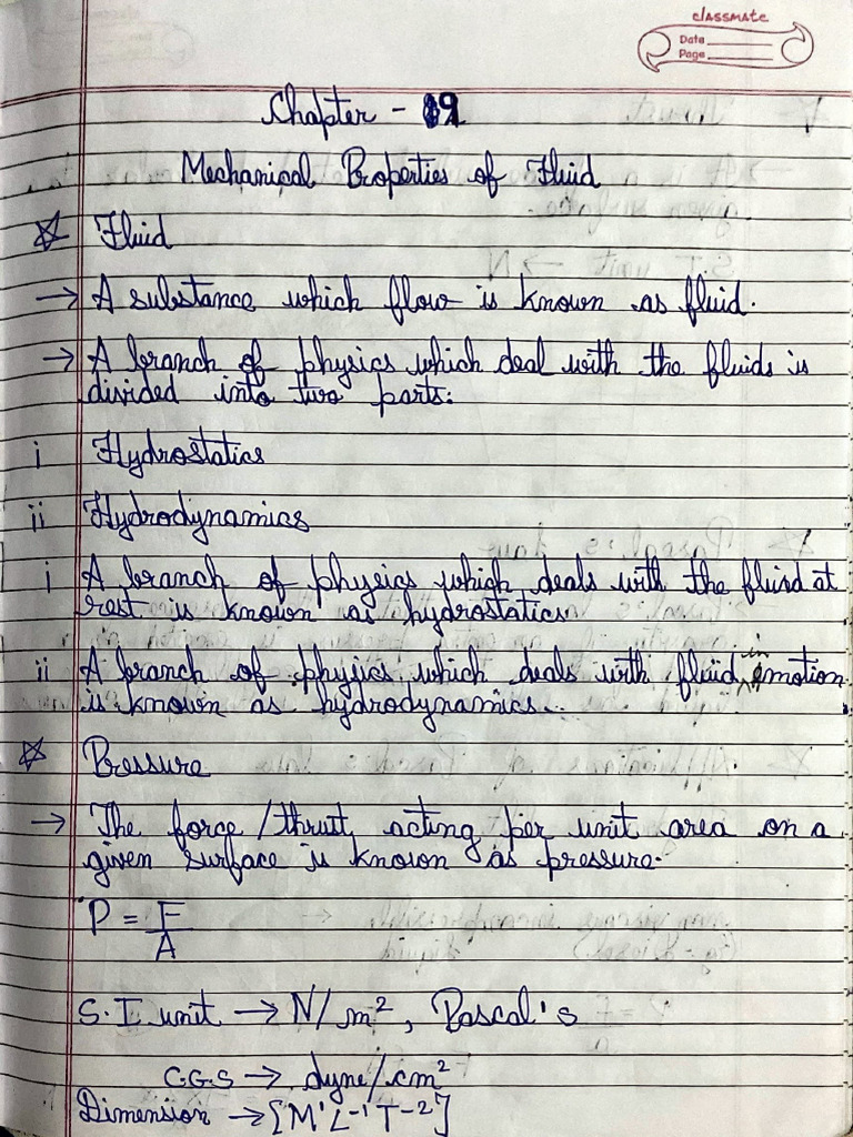 CH 9 Mechanical Properties of Fluids | PDF