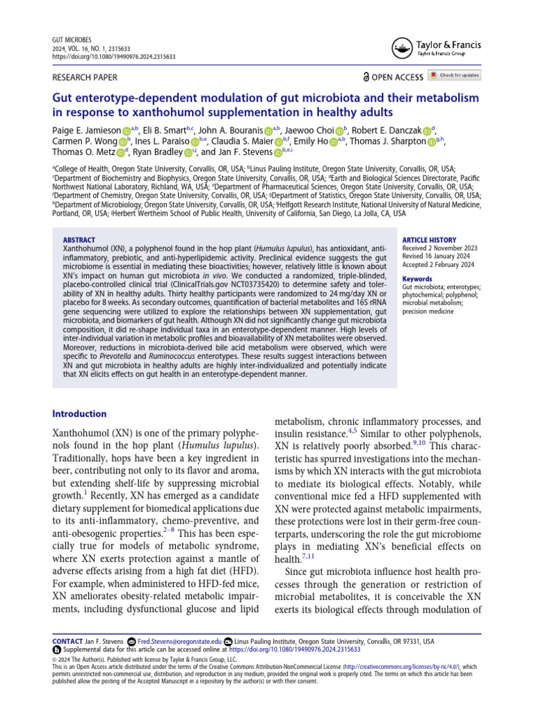 Gut Enterotype-Dependent Modulation of Gut Microbi | PDF | Biology