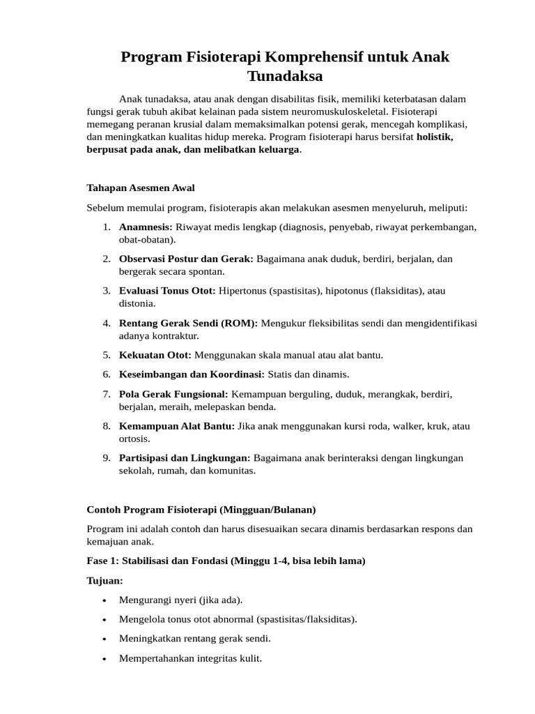 Fisioterapi Anak Tunadaksa: Program Komprehensif | PDF