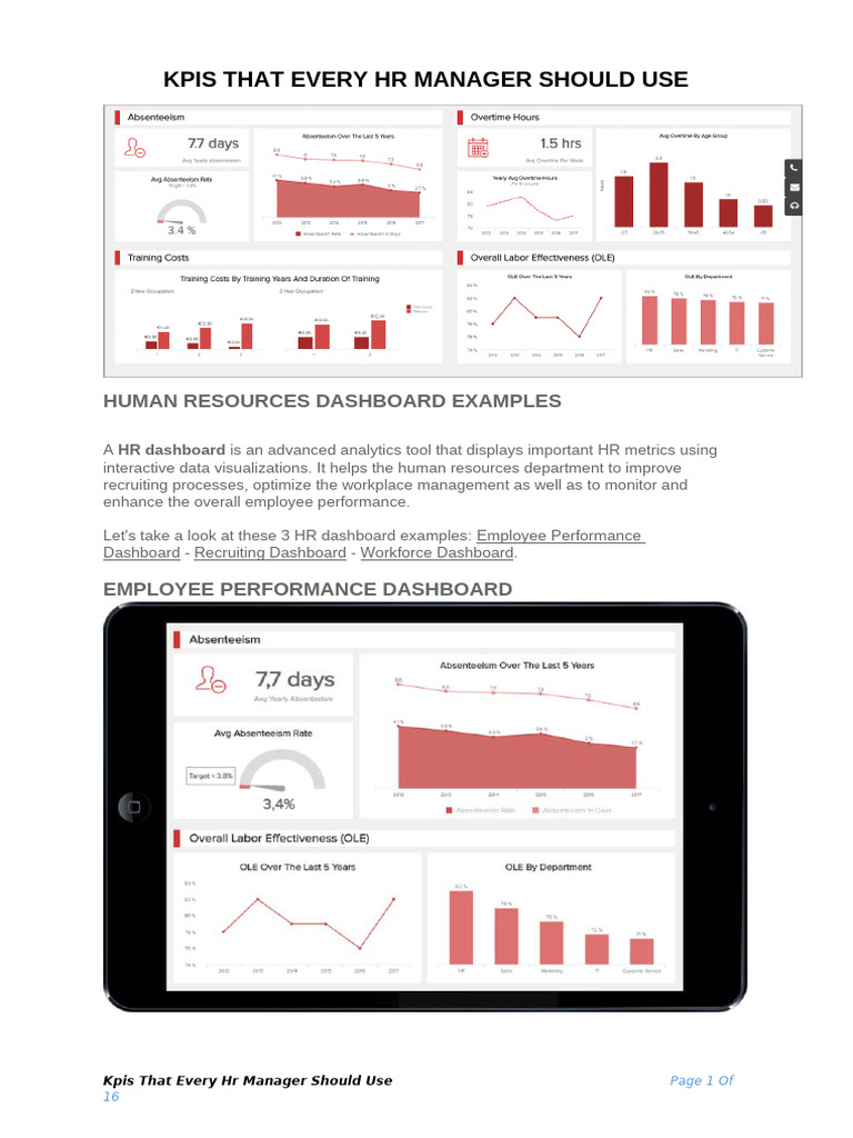 Essential HR Dashboards and KPIs | PDF | Performance Indicator ...