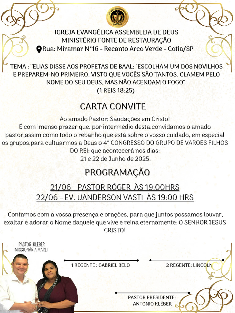 Convite para o 4° Congresso do Grupo de Varões | PDF