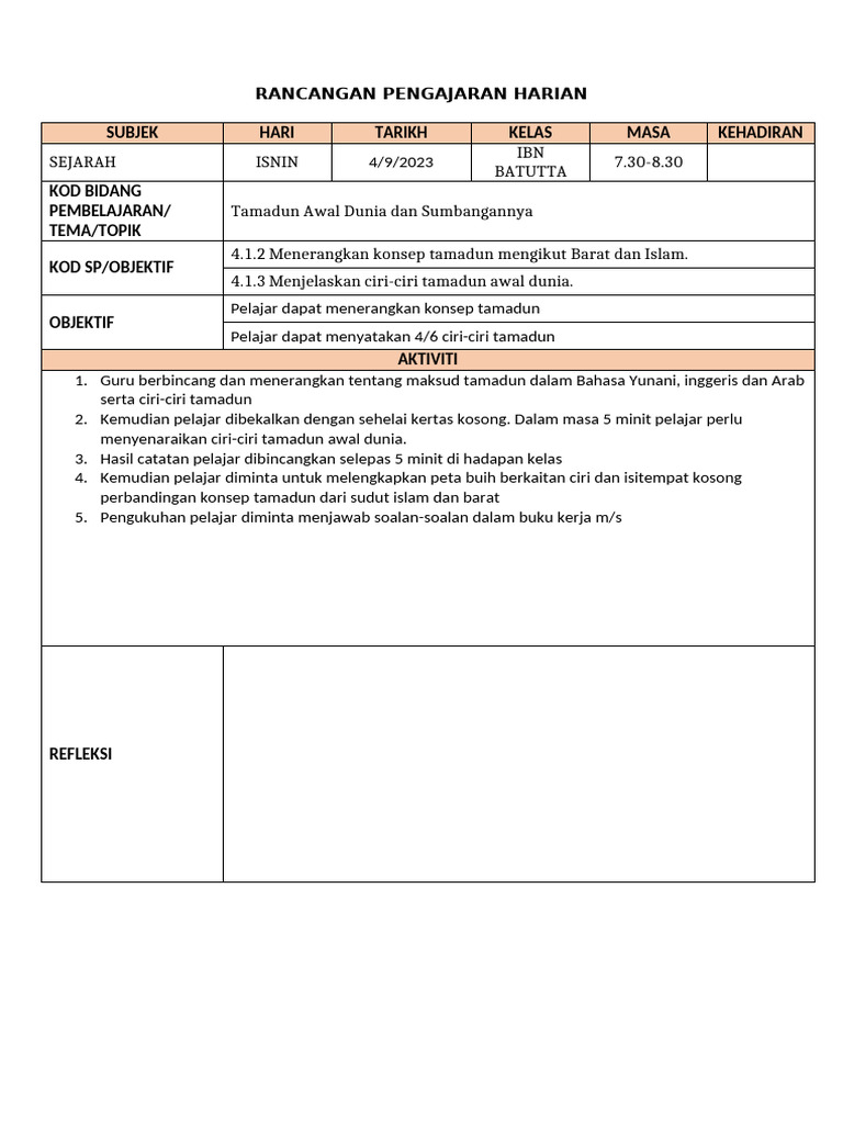 RPH - T1 Bab 4 | PDF