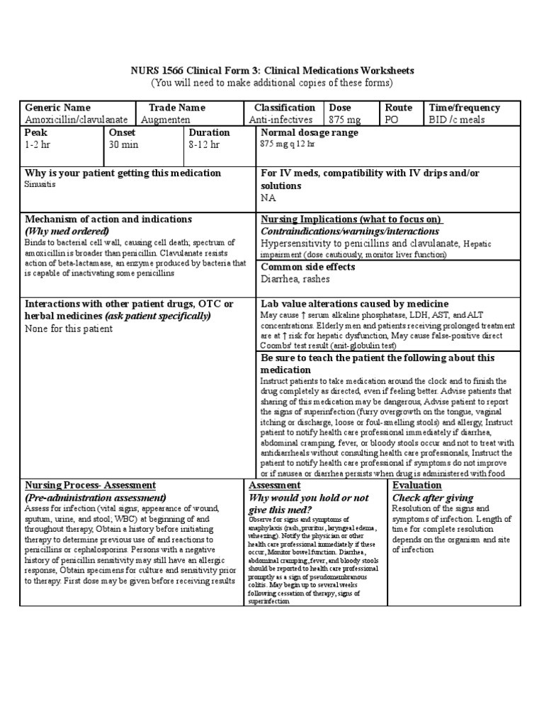 Augmenten Amoxicillin Clavulan Penicillin Diarrhea