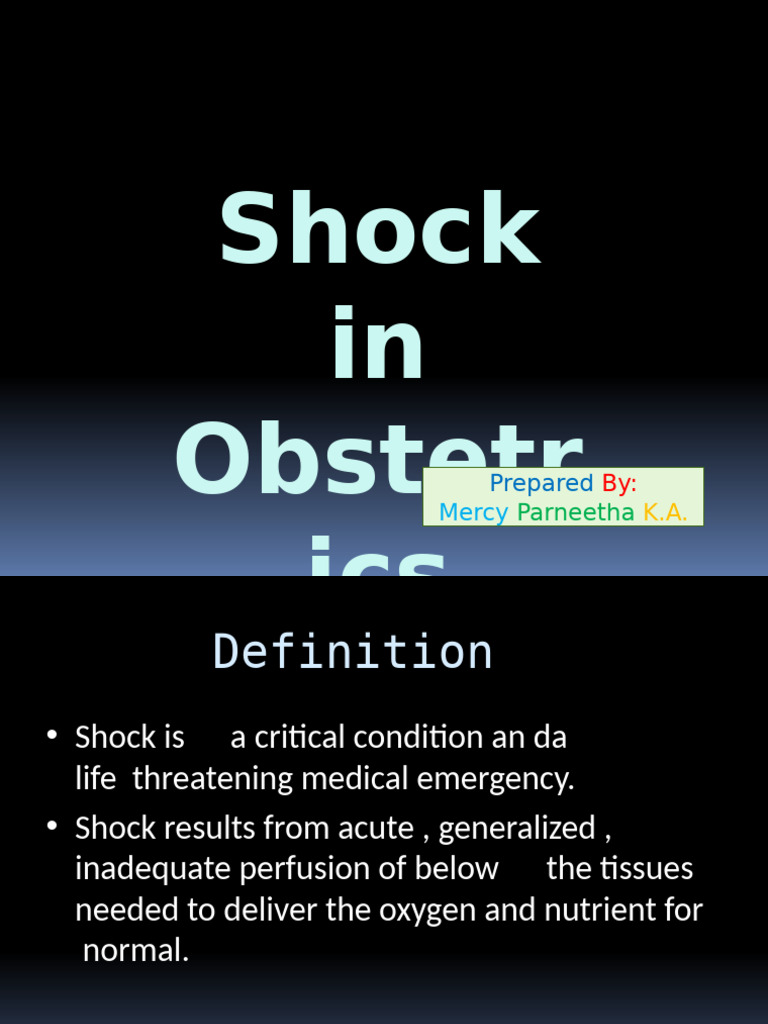 Shock in Obstetrics | PDF | Shock (Circulatory) | Sepsis