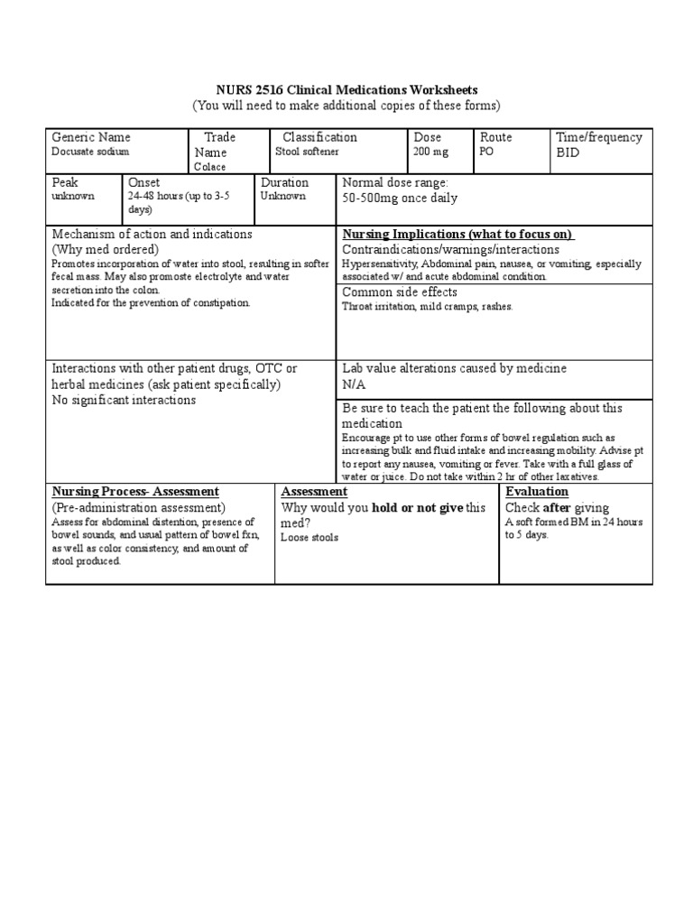 Docusate Sodium Colace Digestive Diseases Medical Treatments
