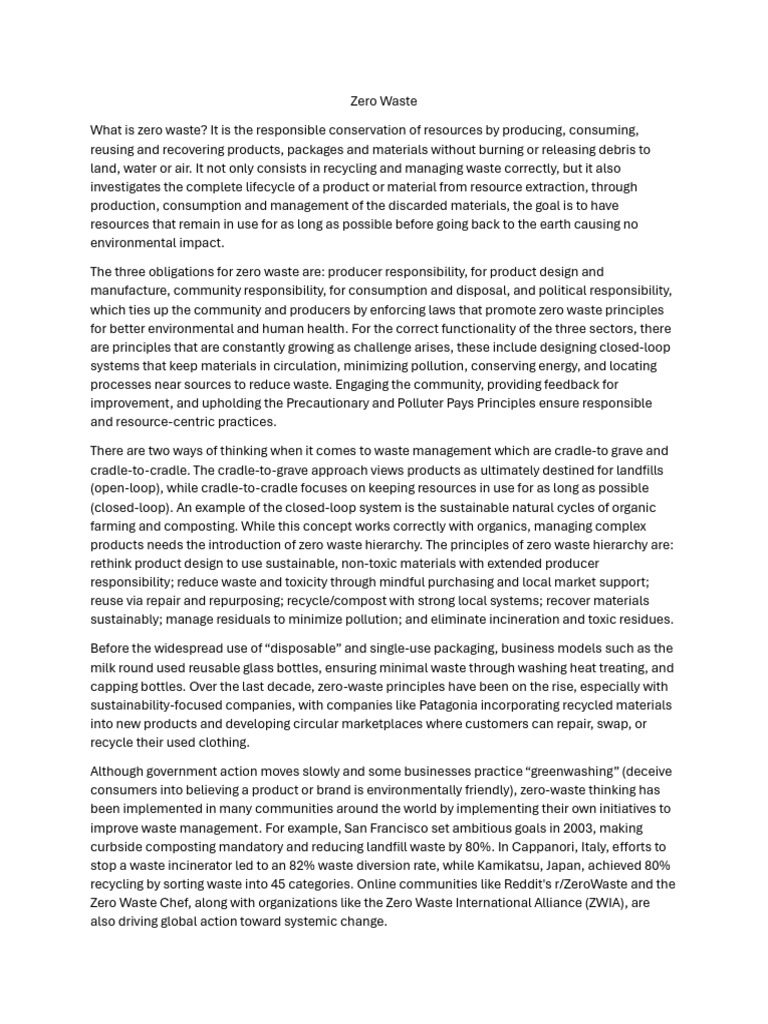 Zero Waste PDF | PDF | Waste Management | Waste