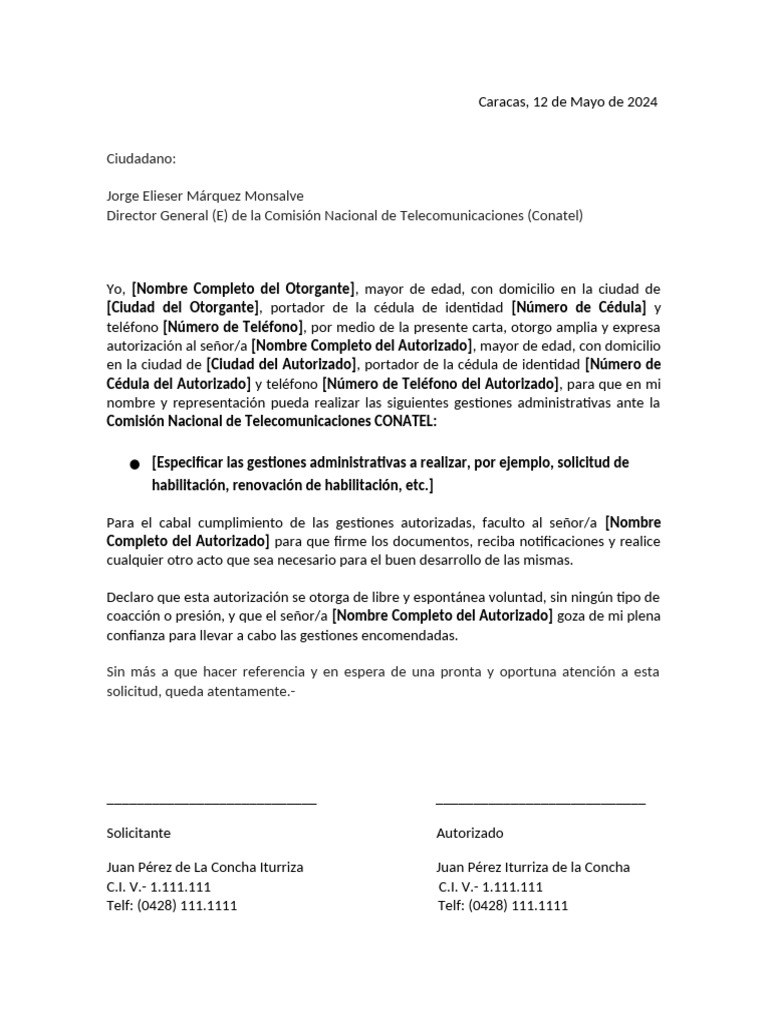 Autorización para Hacer Oficio de Tercero | PDF