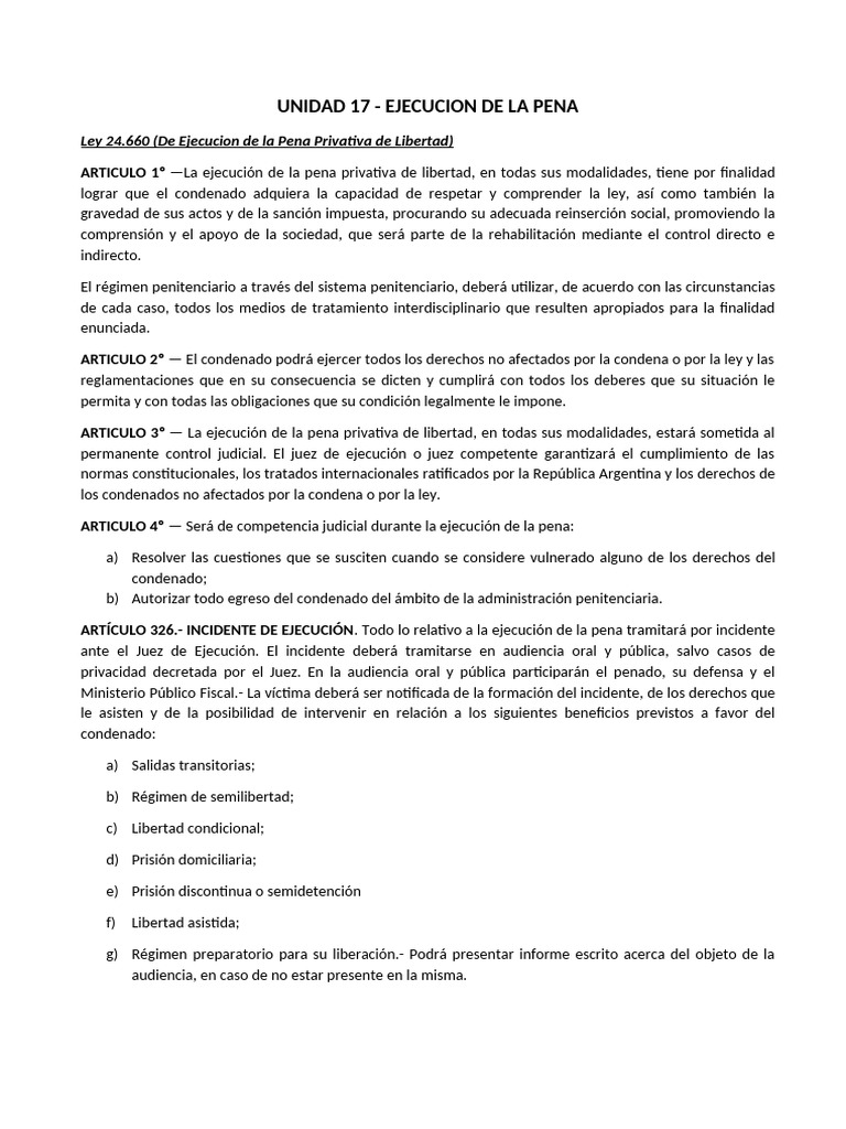Unidad 17 - Ejecucion de La Pena | PDF | Castigos | Pena capital