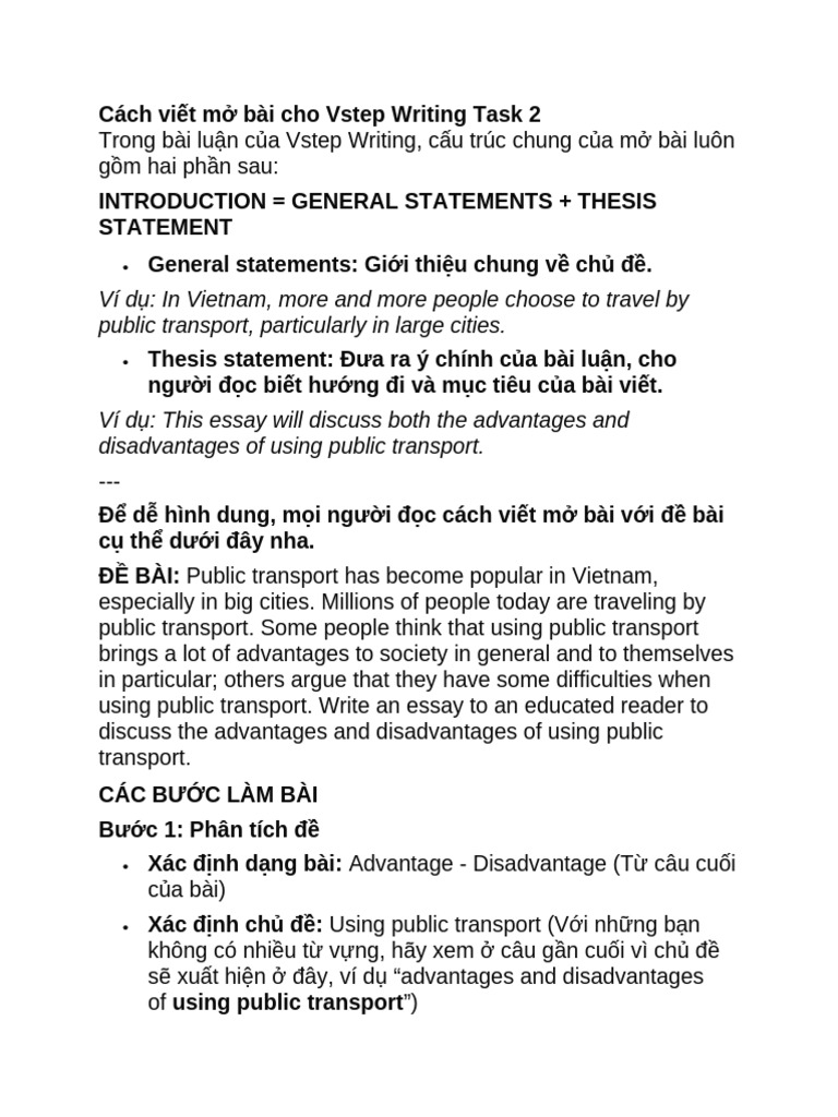 Cách viết mở bài cho Vstep Writing Task 2 | PDF