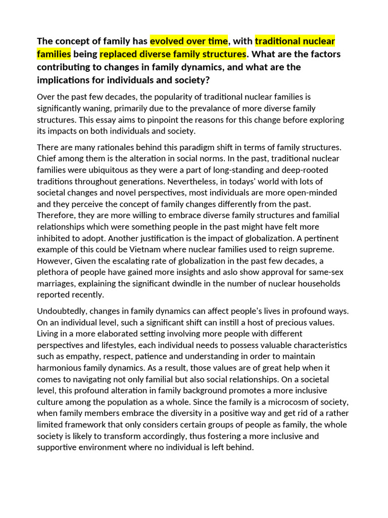Evolving Family Dynamics and Their Impact | PDF | Society | Psychology