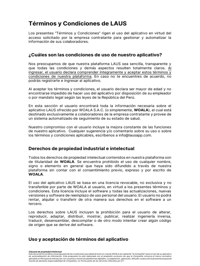 Woala - Términos y Condiciones | PDF | Software | Información
