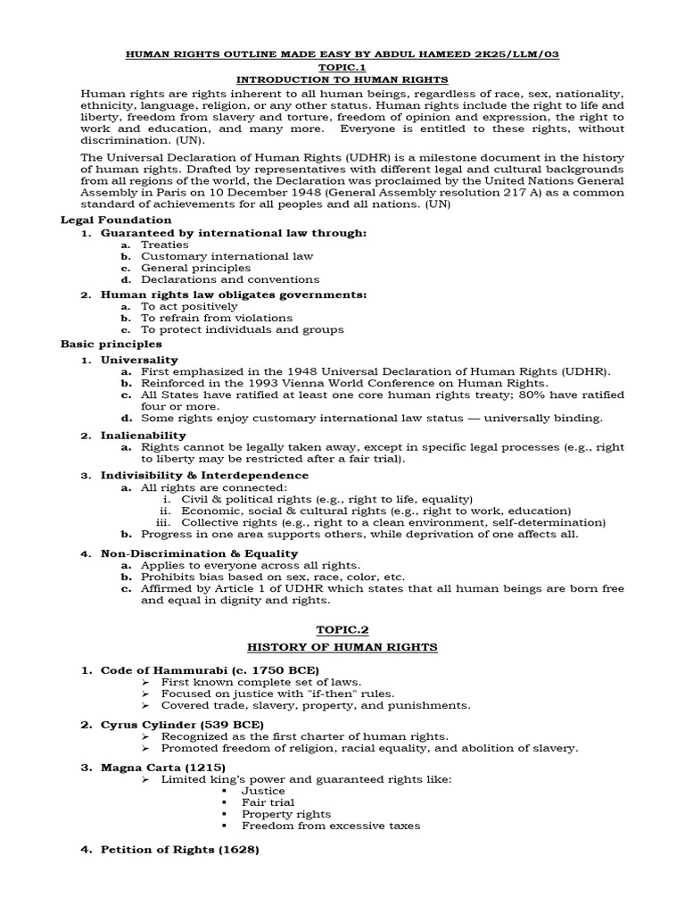 Human Rights Law Outline Made Easy. | PDF | Human Rights | Children's ...