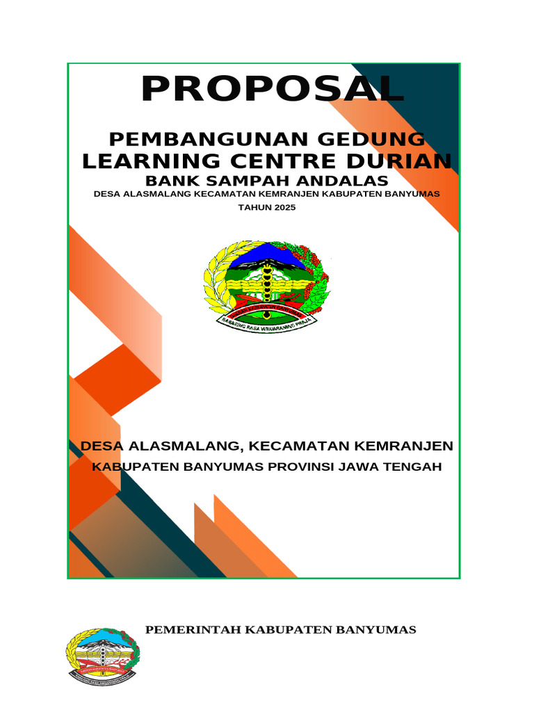 Proposal Gedung Learning Centre Durian Alasmalang Kemranjen Banyumas | PDF