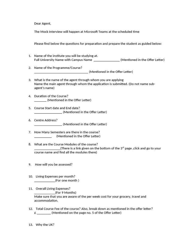 Mock Interview Preparation Guide | PDF | Loans