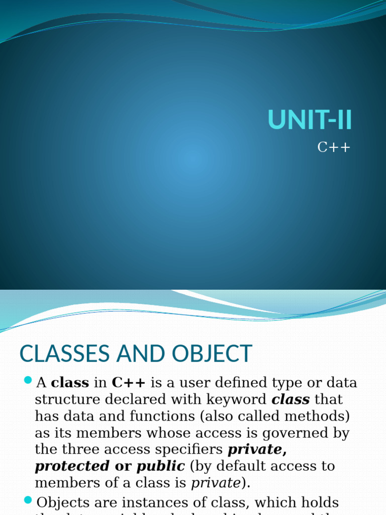 Unit I & Ii | PDF | Class (Computer Programming) | C++