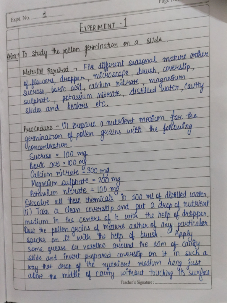 Biology Class 12th Experiment 1 | PDF