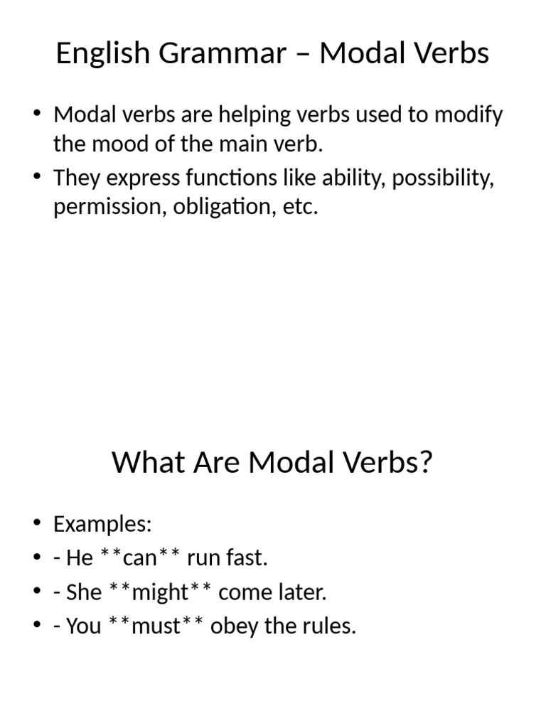 English Grammar Modals Ppt Updated Pdf