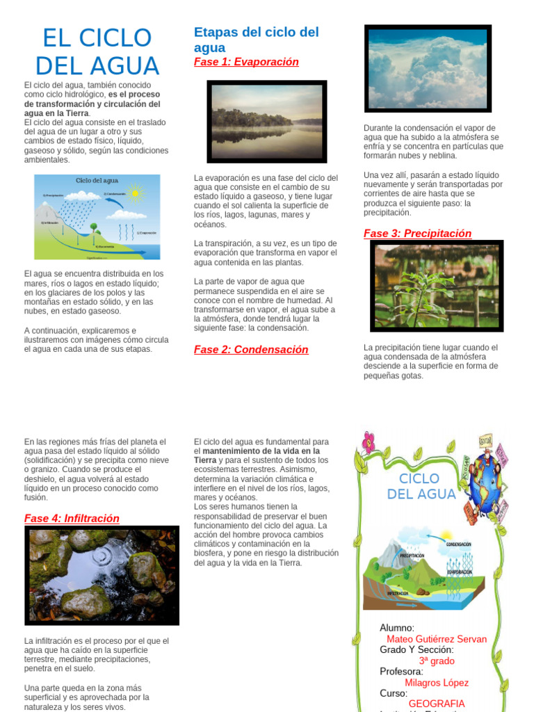 Etapas del Ciclo del Agua en la Tierra | PDF | Agua | El ciclo del agua