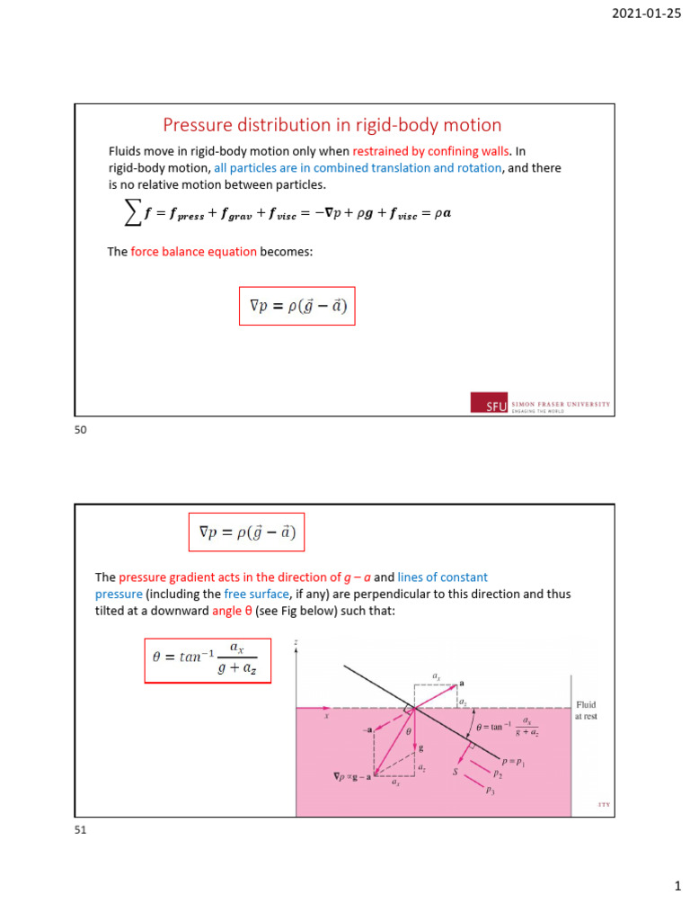 Lec7 - Rigid Body Motion | PDF | Pressure | Rotation