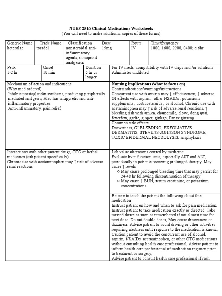 Toradol | Drugs | Medical Specialties | Free 30-day Trial | Scribd
