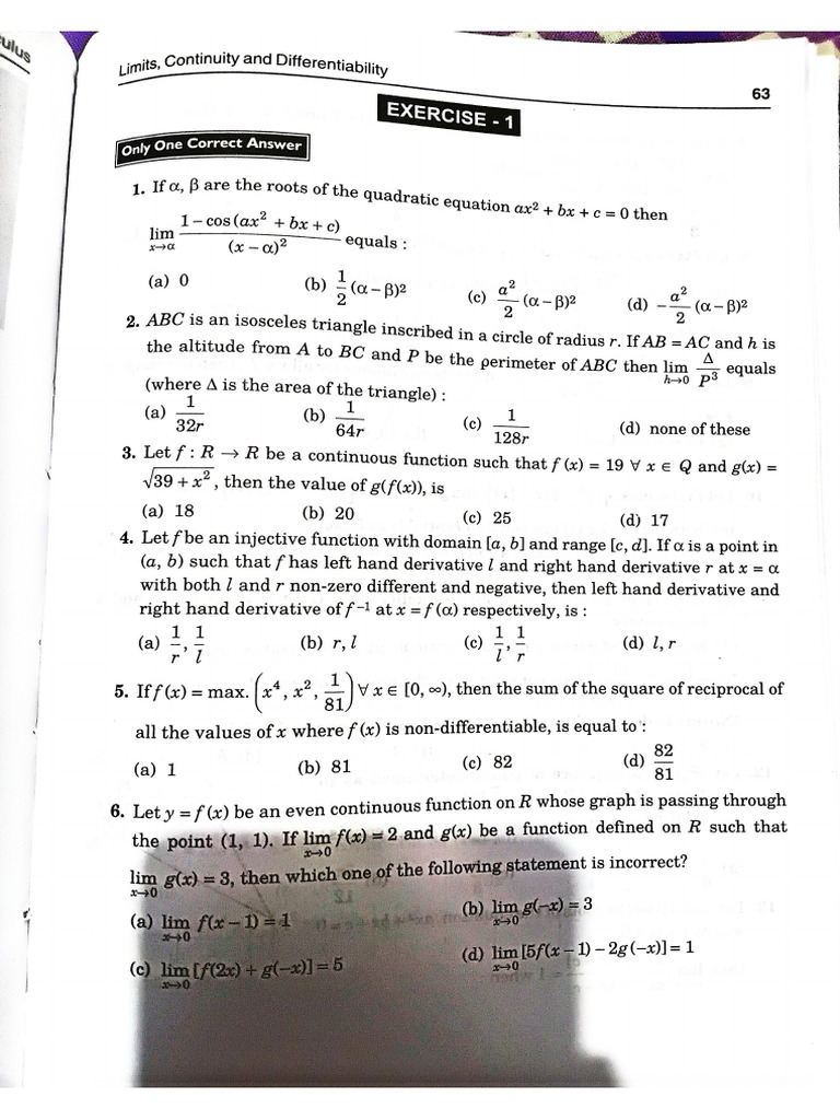 Limits Continuity and Differentiability | PDF